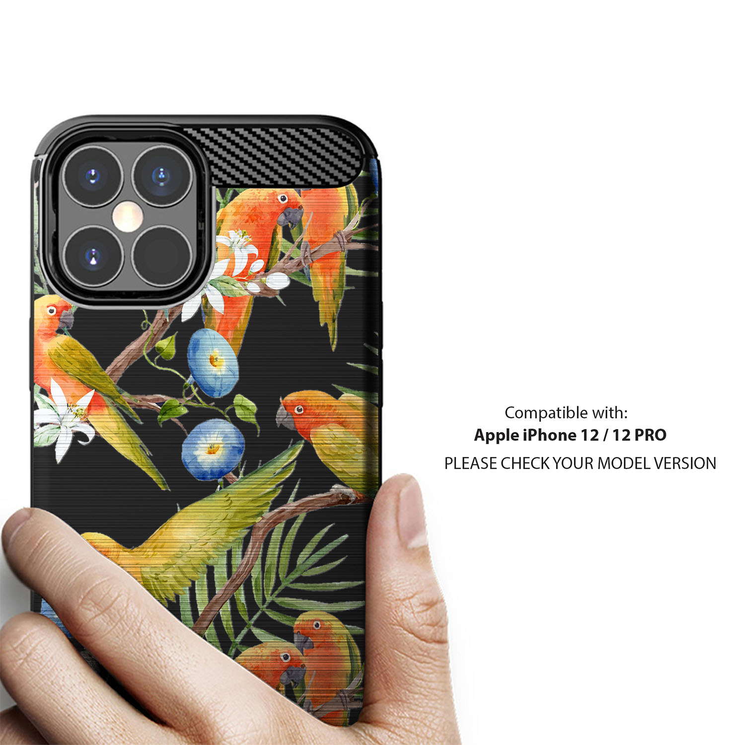 Case For [iPhone 12/ 12 Pro][FLEX TPU SET16] Black Slim Matte Floral