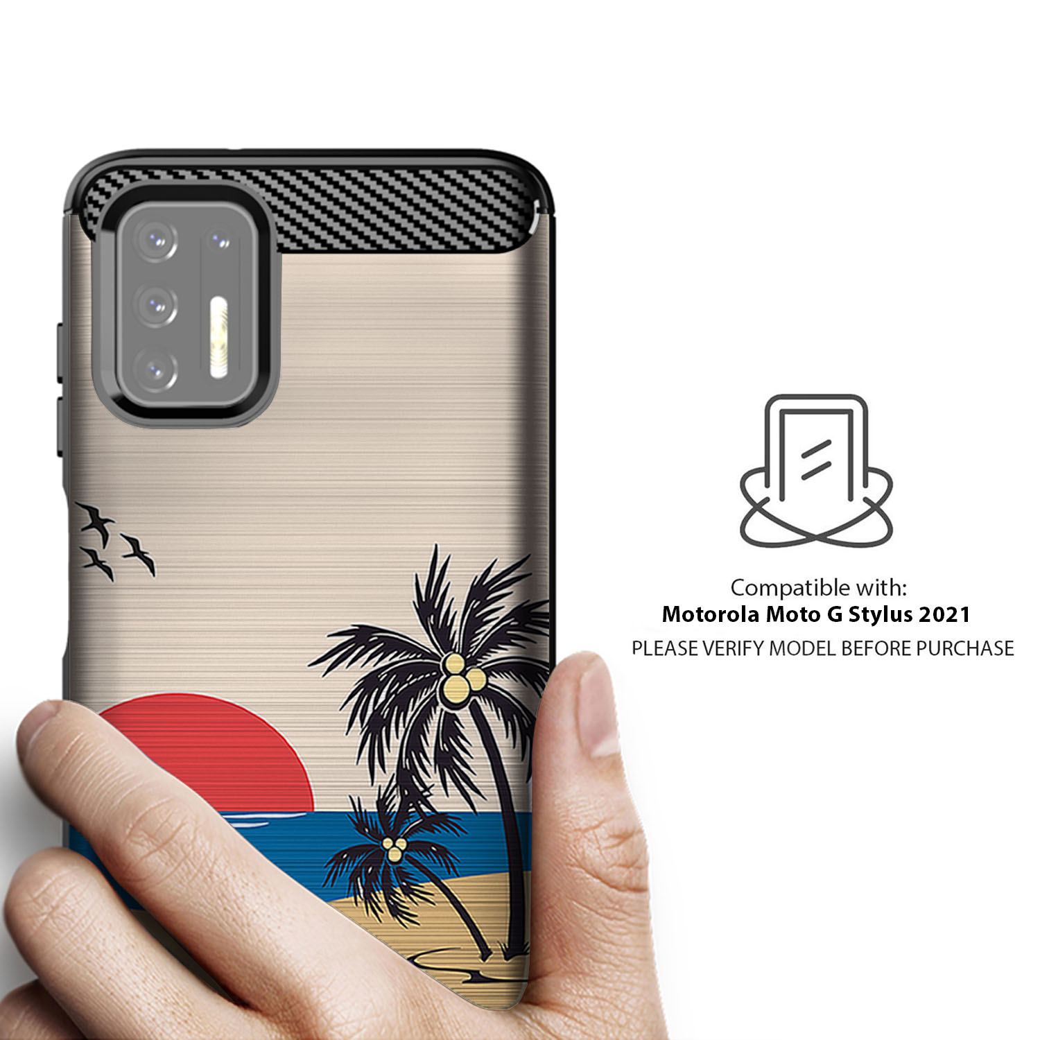 Custodia BattleBorn Customs Per Moto G Stylus (SOLO 2021) Nera Con Fibra Di Carbonio