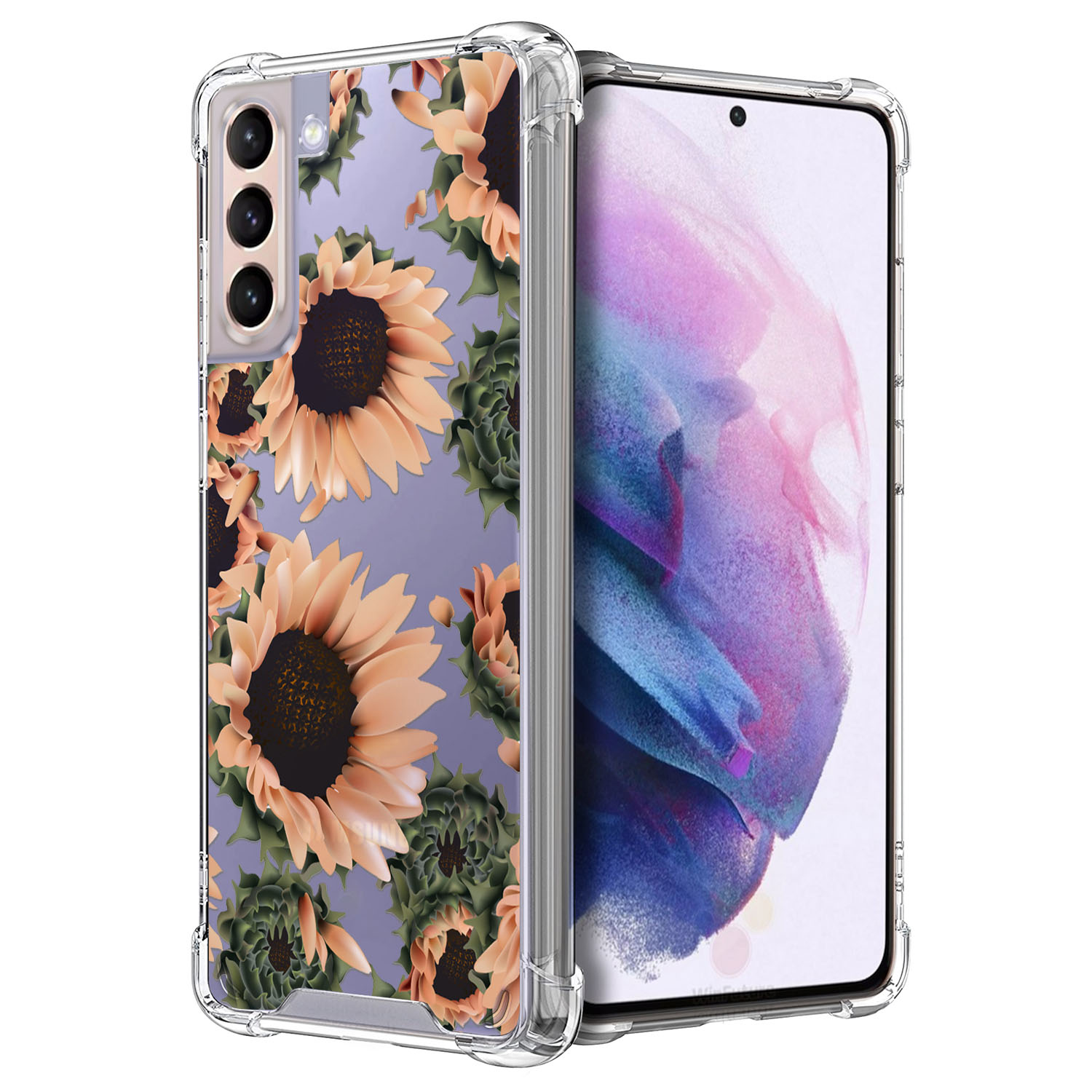 Case For [Samsung Galaxy S21 Plus /S21+][Clear Bumper SET16] Clear Floral Slim